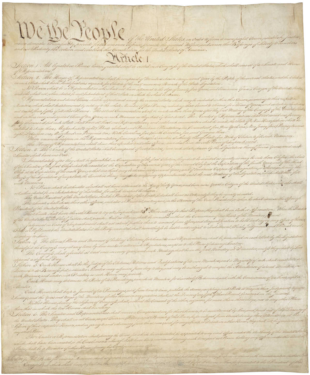 Page One of the United States Constitution