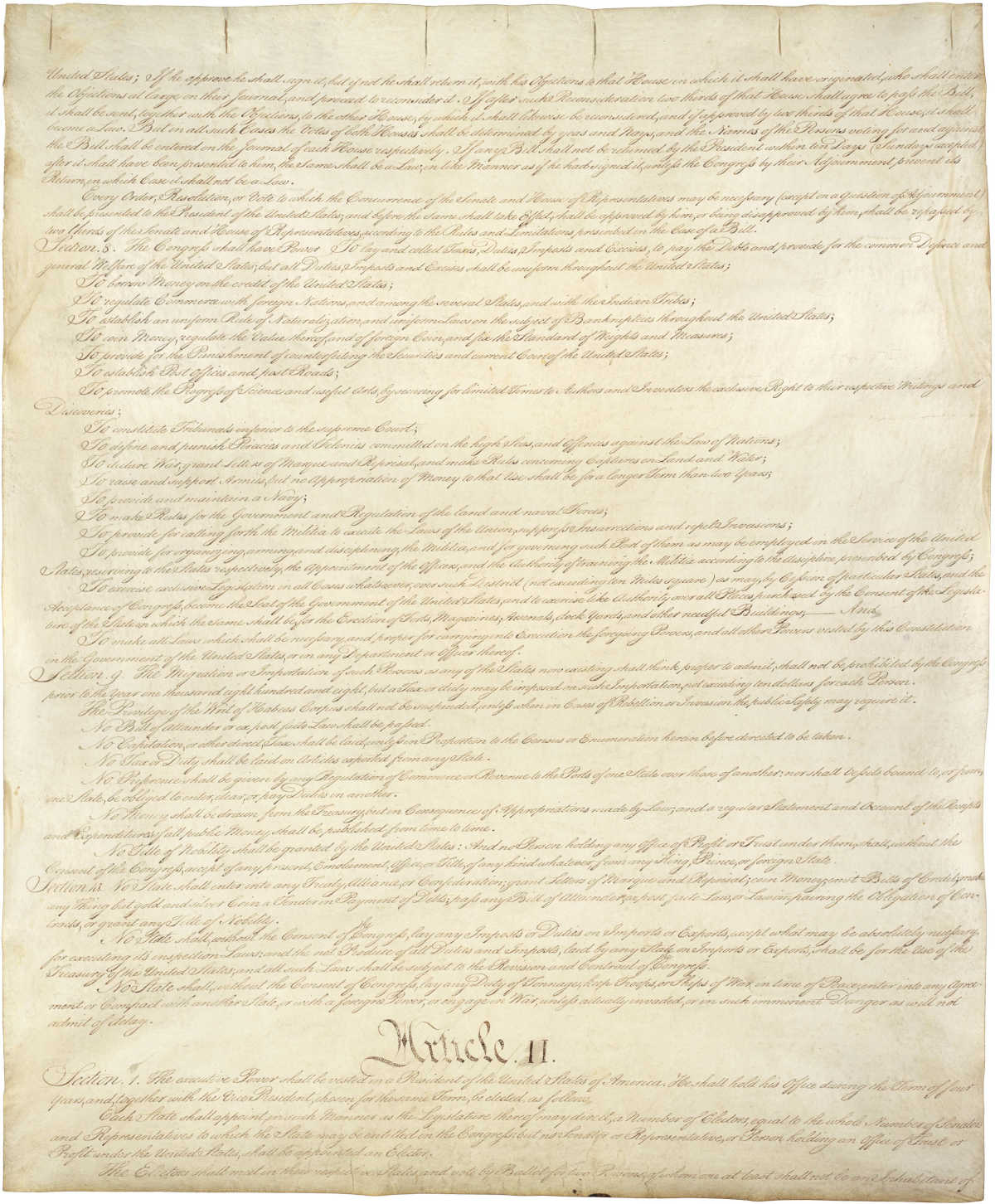 Page Two of the United States Constitution